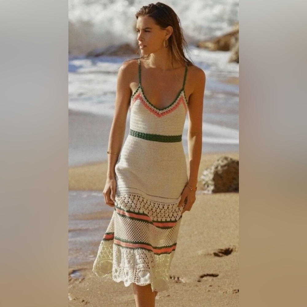 Roller Rabbit Cream and Green Midi Dress